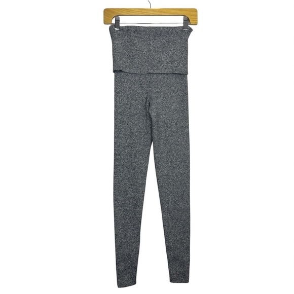 Aerie Cashmere Blend Knit Leggings Size L Gray High Waisted Ribbed Pull On NWT - Picture 2 of 9